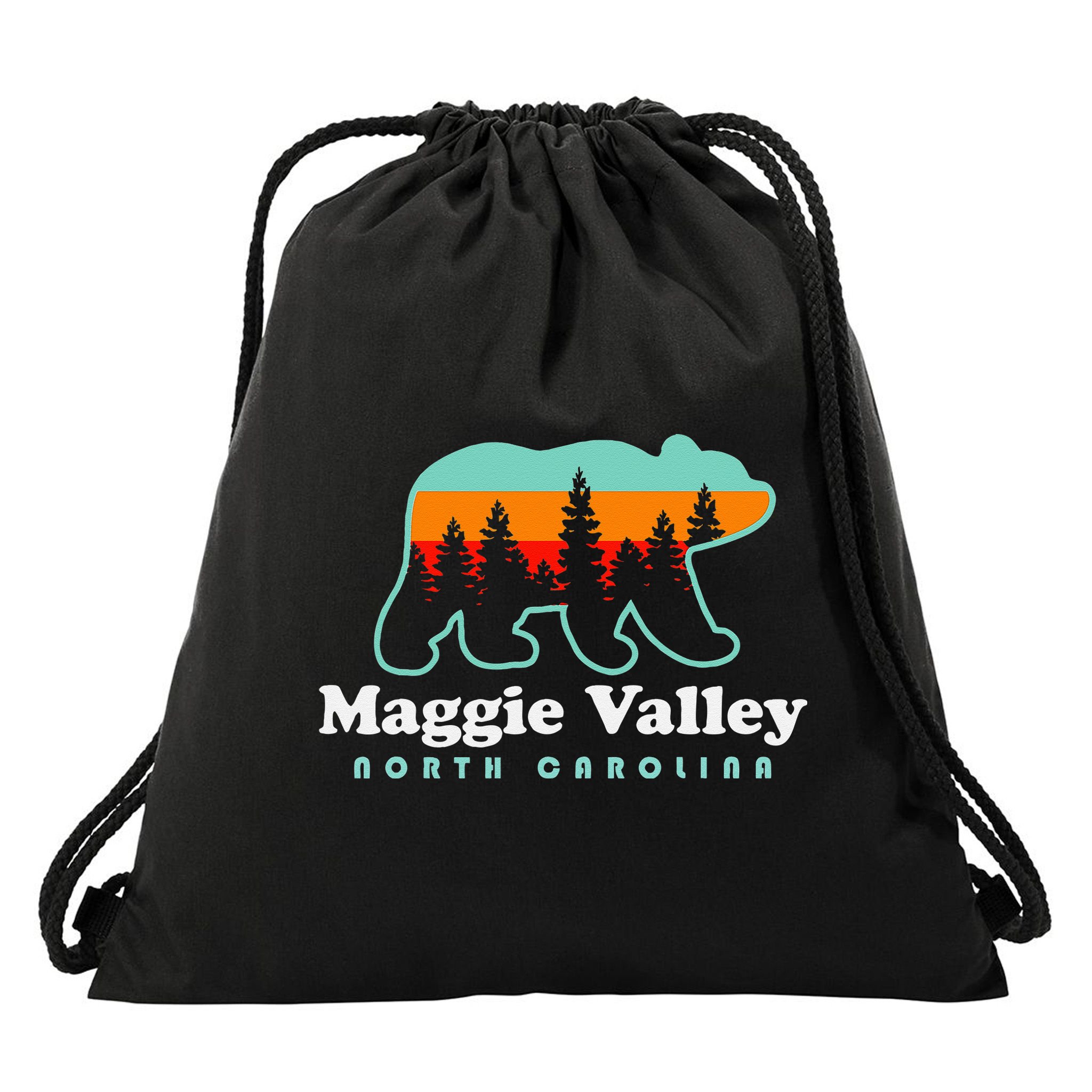 Maggie Valley North Carolina Mountain Town Vacation Drawstring Bag