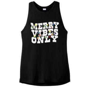 Merry Vibes Only Christmas Light Ladies PosiCharge Tri-Blend Wicking Tank