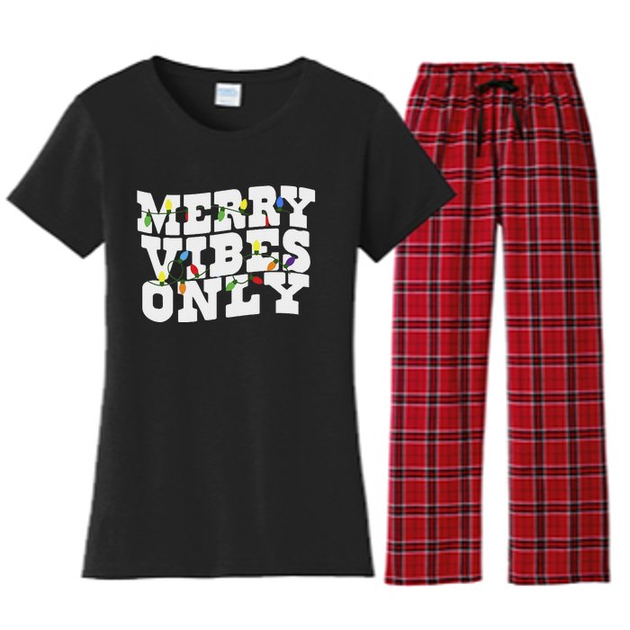 Merry Vibes Only Christmas Light Women's Flannel Pajama Set