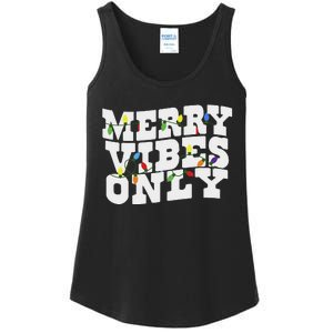 Merry Vibes Only Christmas Light Ladies Essential Tank