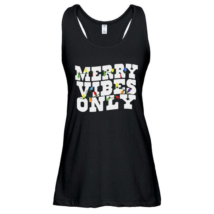 Merry Vibes Only Christmas Light Ladies Essential Flowy Tank