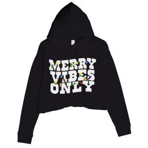 Merry Vibes Only Christmas Light Crop Fleece Hoodie