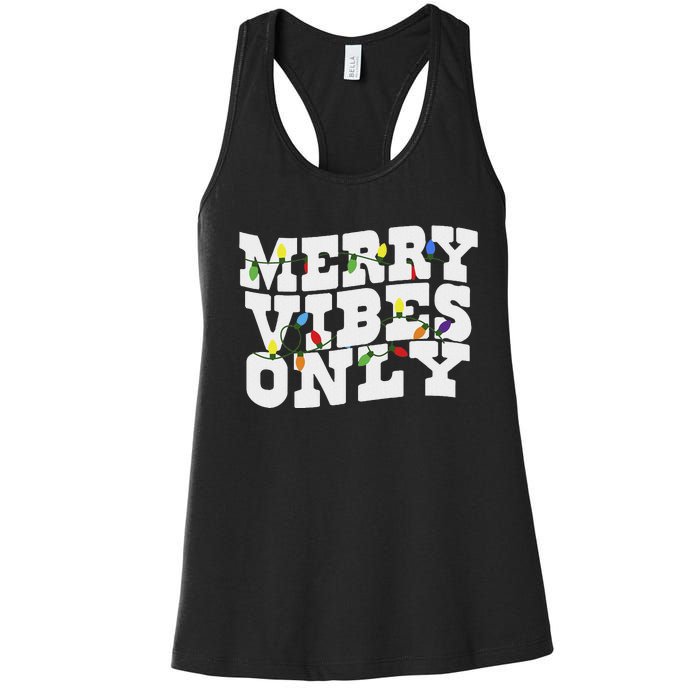 Merry Vibes Only Christmas Light Women's Racerback Tank