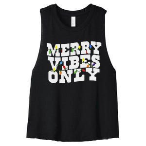 Merry Vibes Only Christmas Light Women's Racerback Cropped Tank