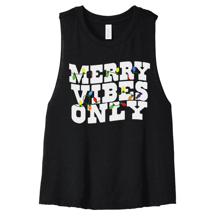 Merry Vibes Only Christmas Light Women's Racerback Cropped Tank