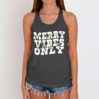 Merry Vibes Only Christmas Light Women's Knotted Racerback Tank