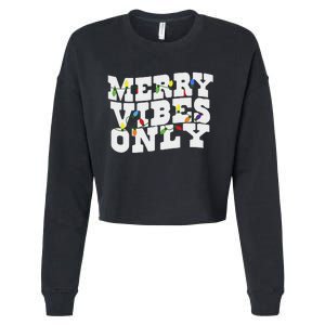 Merry Vibes Only Christmas Light Cropped Pullover Crew