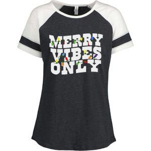 Merry Vibes Only Christmas Light Enza Ladies Jersey Colorblock Tee