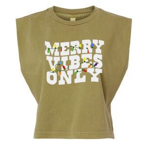 Merry Vibes Only Christmas Light Garment-Dyed Women's Muscle Tee