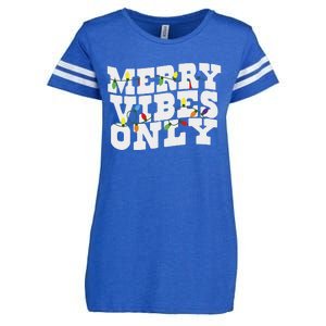 Merry Vibes Only Christmas Light Enza Ladies Jersey Football T-Shirt