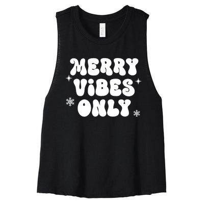 Merry Vibes Only ShirtChristmas Family PajamasMerry Vibes Women's Racerback Cropped Tank