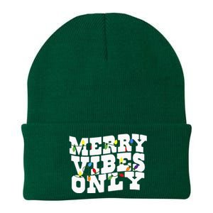 Merry Vibes Only Christmas Light Knit Cap Winter Beanie