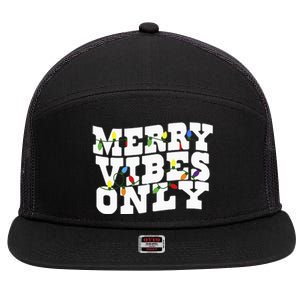 Merry Vibes Only Christmas Light 7 Panel Mesh Trucker Snapback Hat