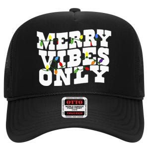 Merry Vibes Only Christmas Light High Crown Mesh Back Trucker Hat