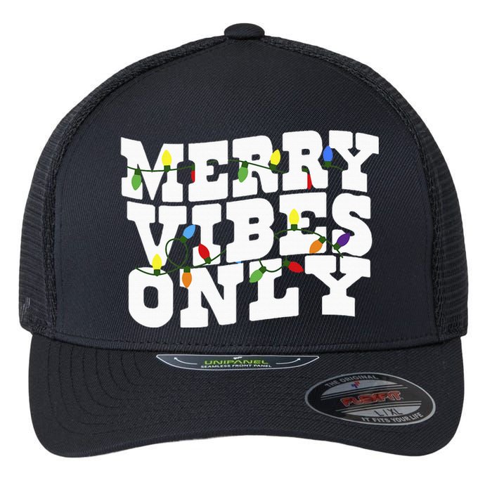 Merry Vibes Only Christmas Light Flexfit Unipanel Trucker Cap