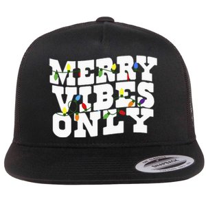 Merry Vibes Only Christmas Light Flat Bill Trucker Hat