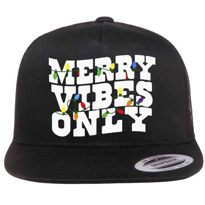 Merry Vibes Only Christmas Light Flat Bill Trucker Hat