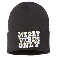 Merry Vibes Only Christmas Light Sustainable Knit Beanie