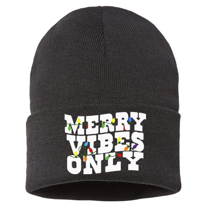 Merry Vibes Only Christmas Light Sustainable Knit Beanie