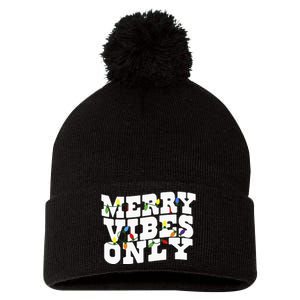 Merry Vibes Only Christmas Light Pom Pom 12in Knit Beanie