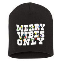 Merry Vibes Only Christmas Light Short Acrylic Beanie