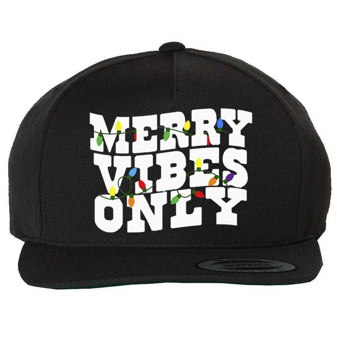 Merry Vibes Only Christmas Light Wool Snapback Cap