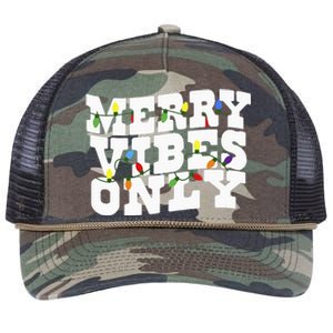 Merry Vibes Only Christmas Light Retro Rope Trucker Hat Cap