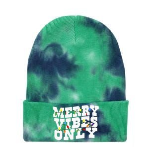 Merry Vibes Only Christmas Light Tie Dye 12in Knit Beanie