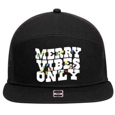 Merry Vibes Only Christmas Light 7 Panel Mesh Trucker Snapback Hat