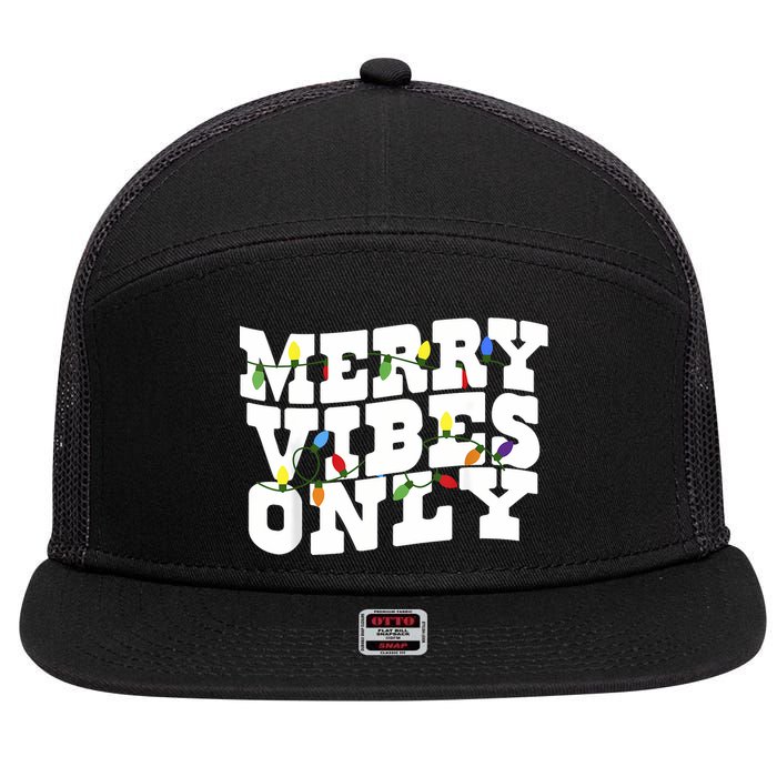 Merry Vibes Only Christmas Light 7 Panel Mesh Trucker Snapback Hat