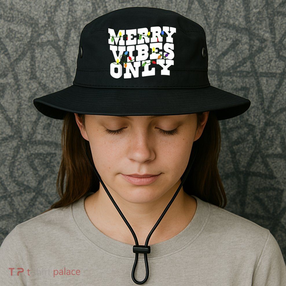 Merry Vibes Only Christmas Light Bucket Hat