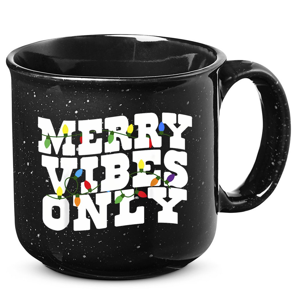 Merry Vibes Only Christmas Light 15oz Campfire Ceramic Mug