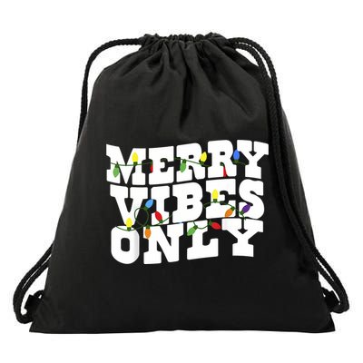 Merry Vibes Only Christmas Light Drawstring Bag