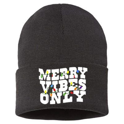Merry Vibes Only Christmas Light Sustainable Knit Beanie
