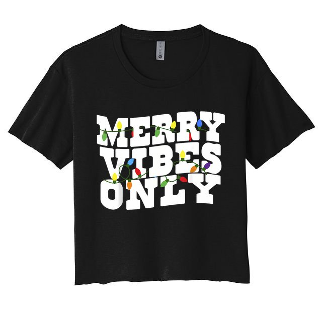 Merry Vibes Only Christmas Light Crop Top