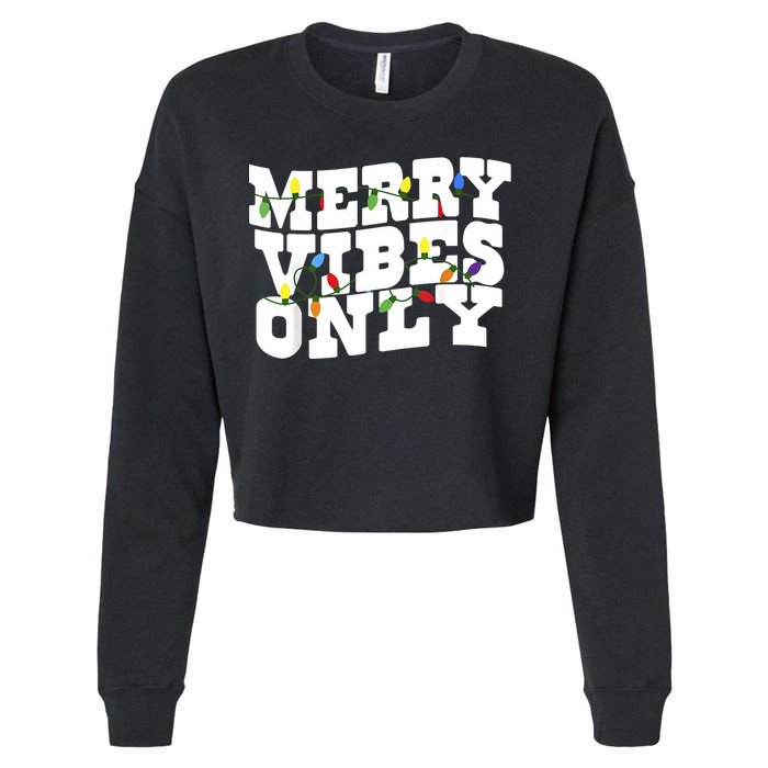 Merry Vibes Only Christmas Light Cropped Pullover Crew