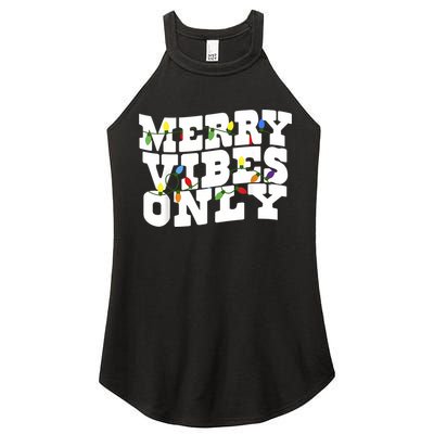 Merry Vibes Only Christmas Light Women's Perfect Tri Rocker Tank
