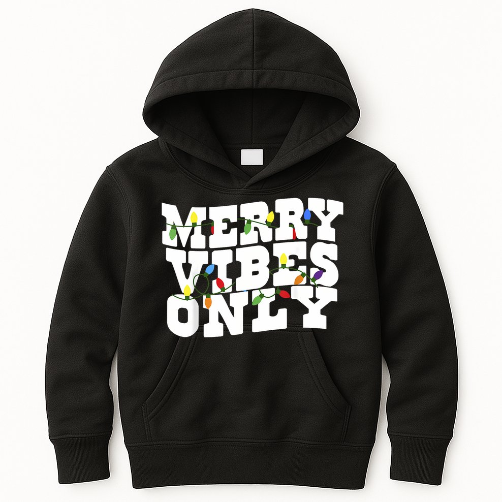 Merry Vibes Only Christmas Light Kids Hoodie