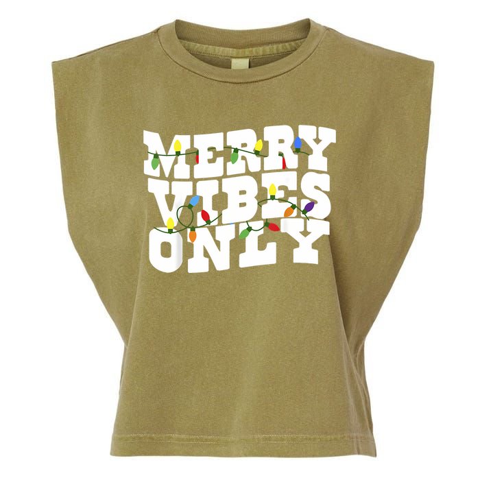 Merry Vibes Only Christmas Light Garment-Dyed Women's Muscle Tee