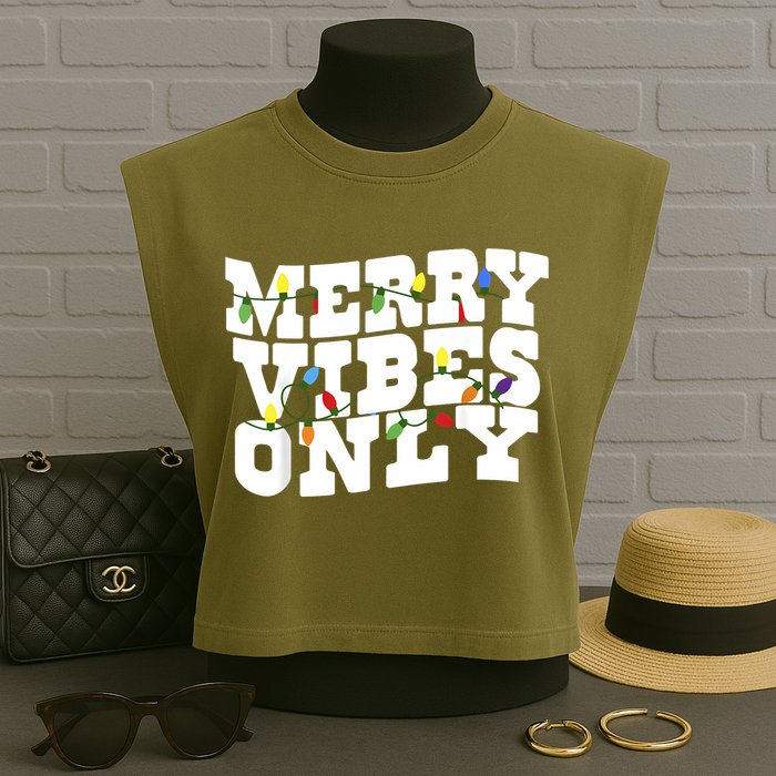 Merry Vibes Only Christmas Light Garment-Dyed Women's Muscle Tee