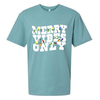 Merry Vibes Only Christmas Light Sueded Cloud Jersey T-Shirt
