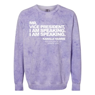 Mr Vice President I Am Speaking Kamal Harris Debate Quote Gift Colorblast Crewneck Sweatshirt