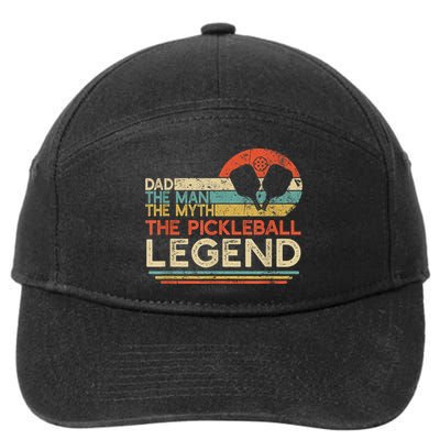 Men Vintage Pickleball Dad The Man The Myth The Legend 7-Panel Snapback Hat