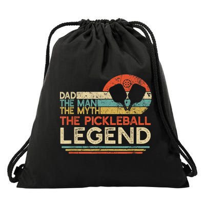 Men Vintage Pickleball Dad The Man The Myth The Legend Drawstring Bag
