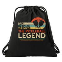 Men Vintage Pickleball Dad The Man The Myth The Legend Drawstring Bag