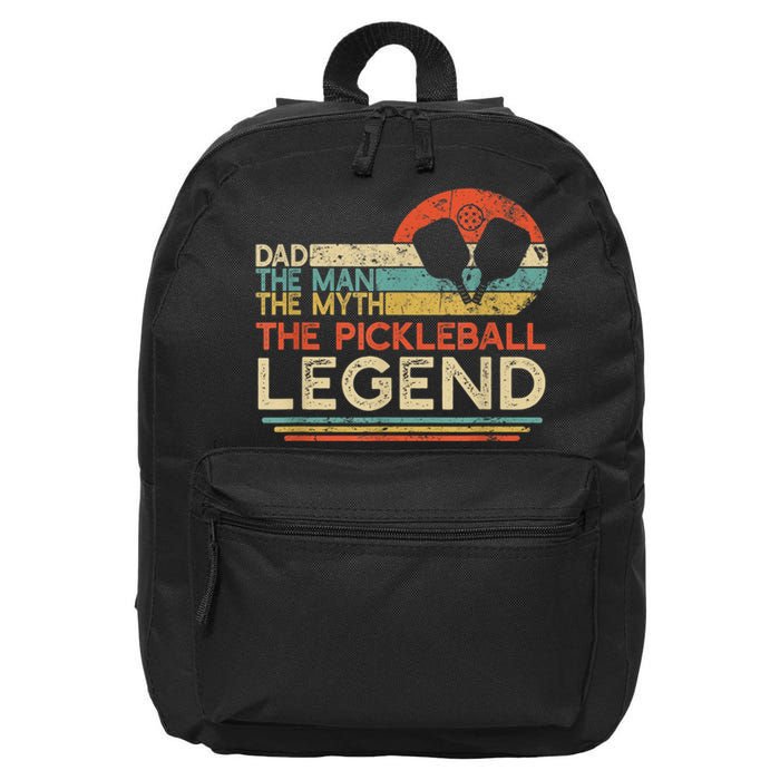 Men Vintage Pickleball Dad The Man The Myth The Legend 16 in Basic Backpack