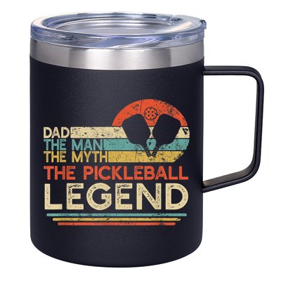 Men Vintage Pickleball Dad The Man The Myth The Legend 12oz Stainless Steel Coffee Mug