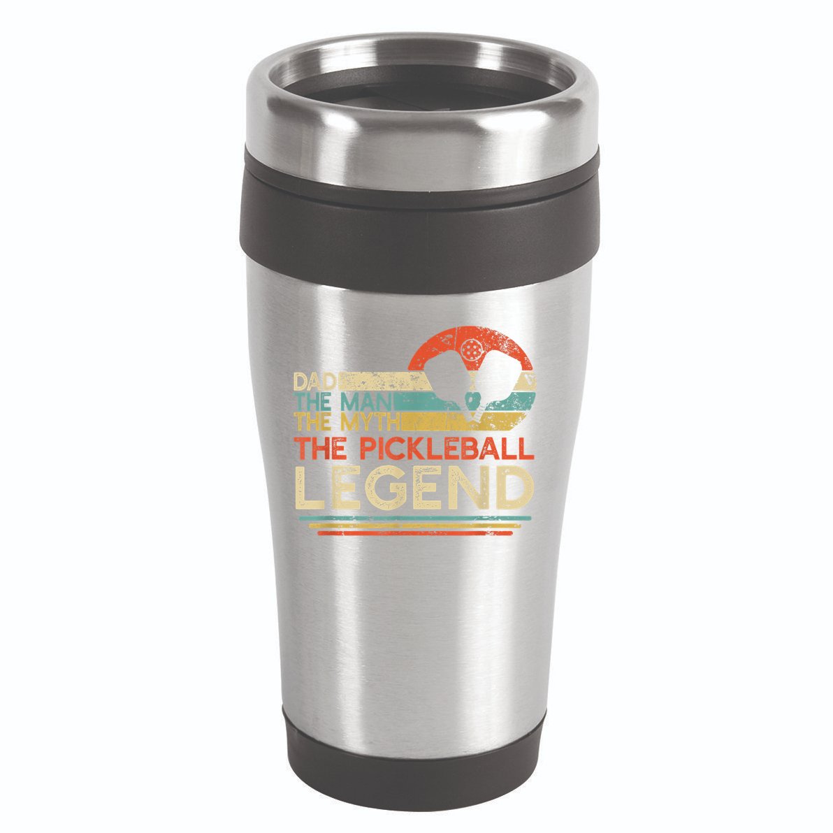Men Vintage Pickleball Dad The Man The Myth The Legend 16oz Travel Tumbler