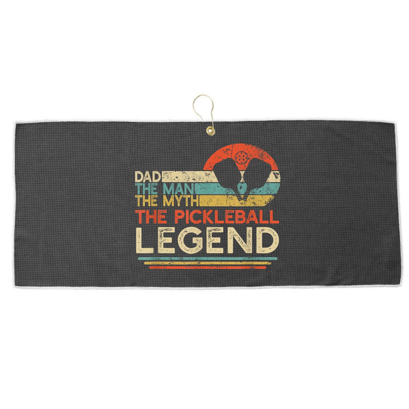 Men Vintage Pickleball Dad The Man The Myth The Legend Large Microfiber Waffle Golf Towel