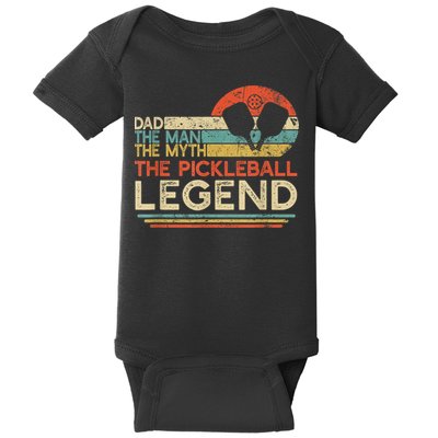 Men Vintage Pickleball Dad The Man The Myth The Legend Baby Bodysuit